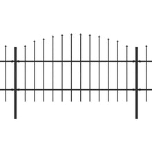 Tuinhek met speren bovenkant (0,75-1)x11,9 m staal zwart 75-100 cm 11.9 m