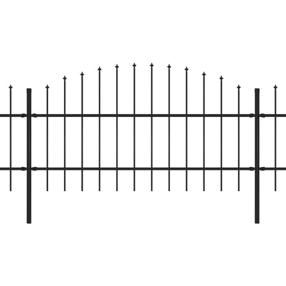 Tuinhek met speren bovenkant (0,75-1)x11,9 m staal zwart 75-100 cm 11.9 m