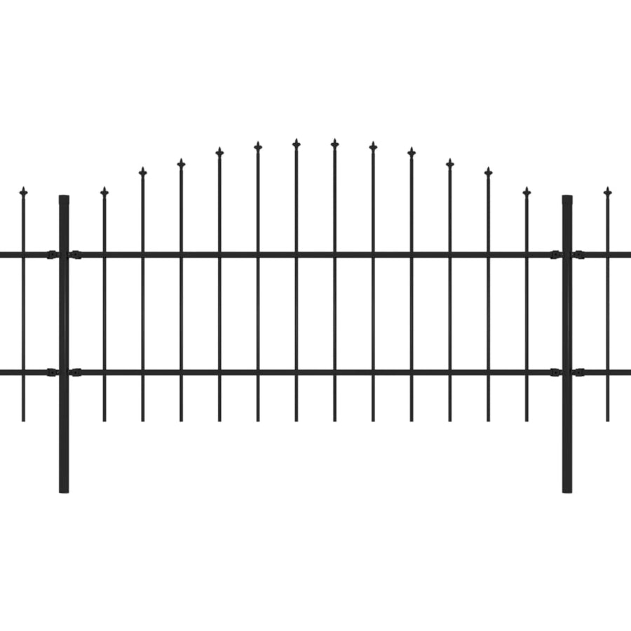 Tuinhek met speren bovenkant (0,75-1)x11,9 m staal zwart 75-100 cm 11.9 m