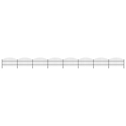 Tuinhek met speren bovenkant (0,75-1)x13,6 m staal zwart 75-100 cm 13.6 m