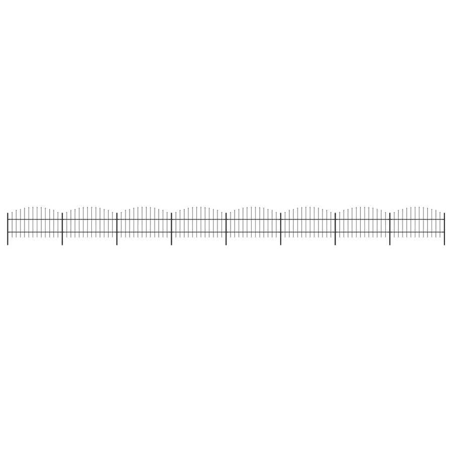 Tuinhek met speren bovenkant (0,75-1)x13,6 m staal zwart 75-100 cm 13.6 m
