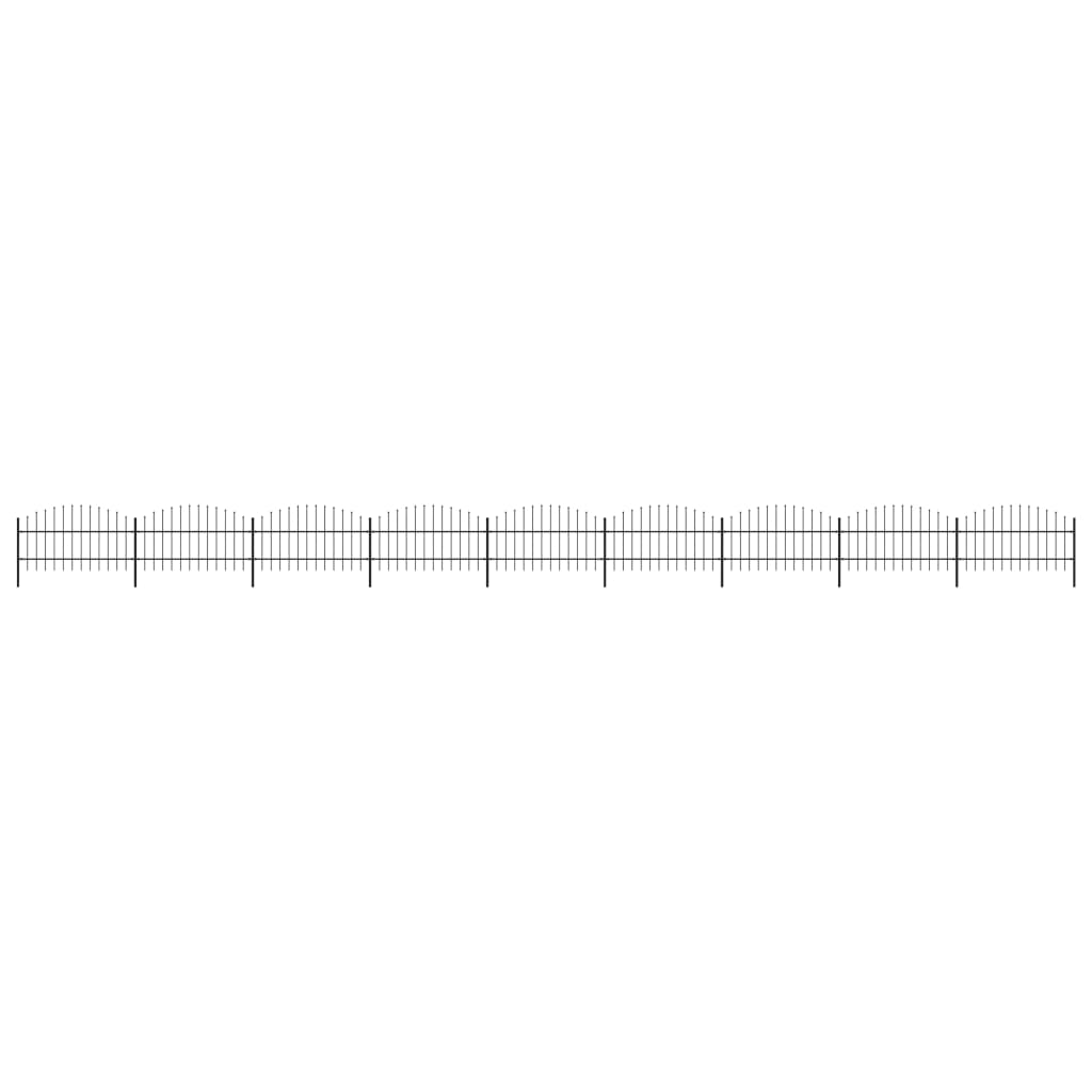 Tuinhek met speren bovenkant (0,75-1)x15,3 m staal zwart 75-100 cm 15.3 m