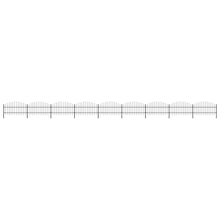 Tuinhek met speren bovenkant (0,75-1)x15,3 m staal zwart 75-100 cm 15.3 m