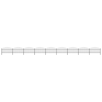 Tuinhek met speren bovenkant (0,75-1)x15,3 m staal zwart 75-100 cm 15.3 m
