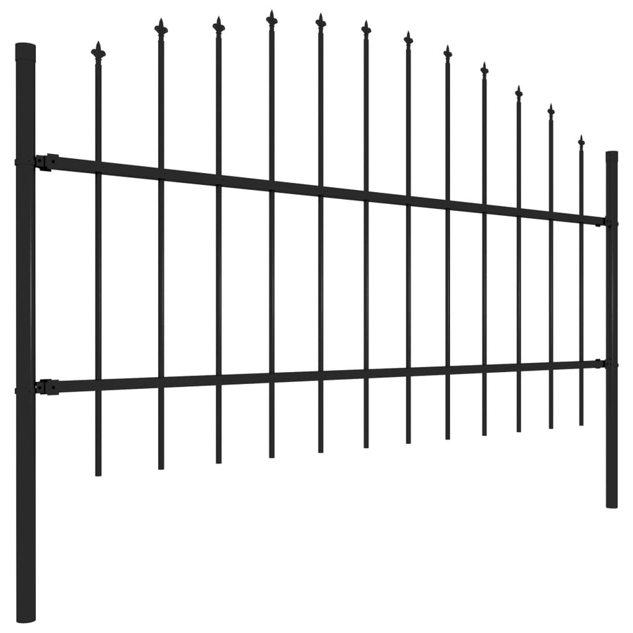 Tuinhek met speren bovenkant (0,75-1)x17 m staal zwart 75-100 cm 17 m