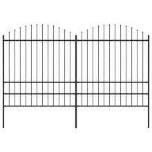 Tuinhek met speren bovenkant (1,75-2)x3,4 m staal zwart 175-200 cm 3.4 m