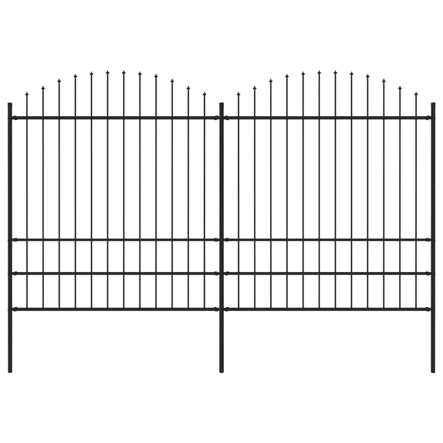 Tuinhek met speren bovenkant (1,75-2)x3,4 m staal zwart 175-200 cm 3.4 m