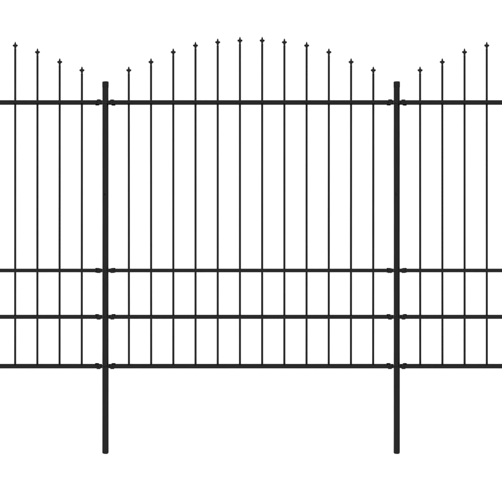 Tuinhek met speren bovenkant (1,75-2)x3,4 m staal zwart 175-200 cm 3.4 m