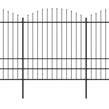 Tuinhek met speren bovenkant (1,75-2)x3,4 m staal zwart 175-200 cm 3.4 m