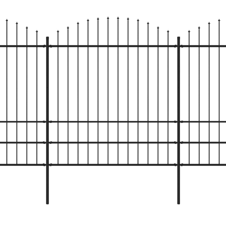 Tuinhek met speren bovenkant (1,75-2)x3,4 m staal zwart 175-200 cm 3.4 m