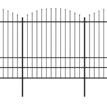 Tuinhek met speren bovenkant (1,75-2)x5,1 m staal zwart 175-200 cm 5.1 m
