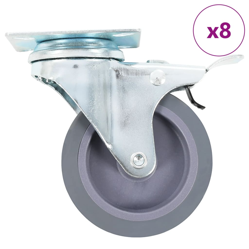 8 st Zwenkwielen 75 mm