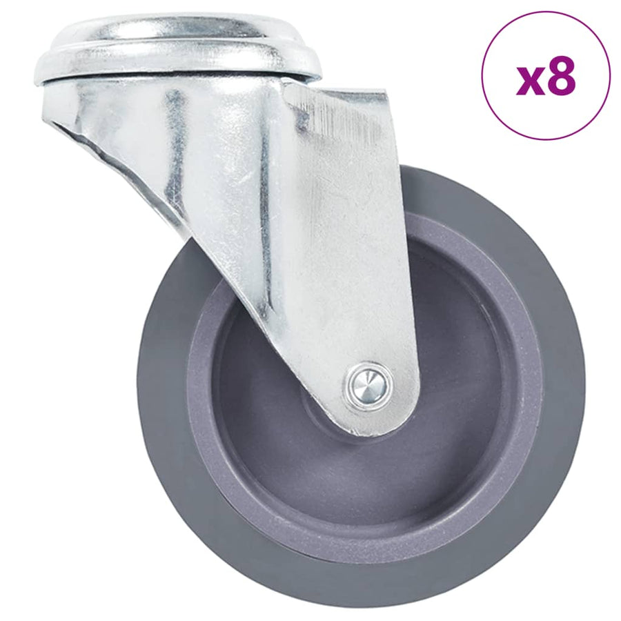 8 st Zwenkwielen met boutgaten 75 mm
