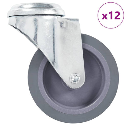 12 st Zwenkwielen met boutgaten 75 mm