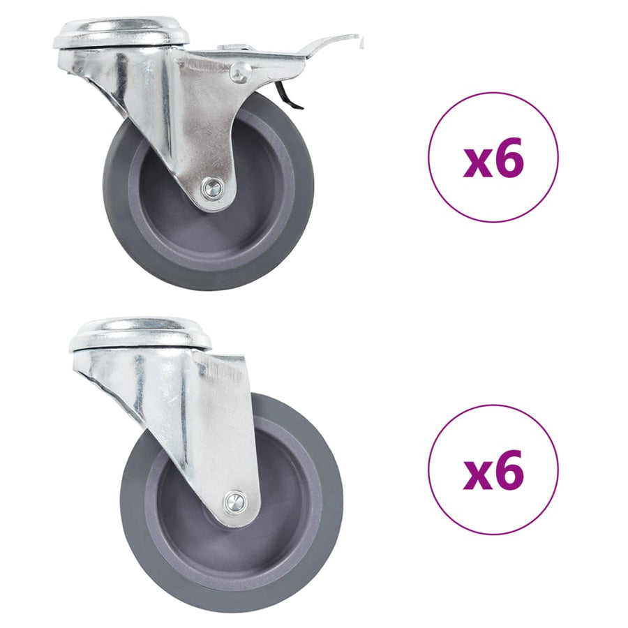 Zwenkwielen Met Boutgaten 75 Mm 12