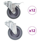 Zwenkwielen 75 mm boutgaten 24 stuks