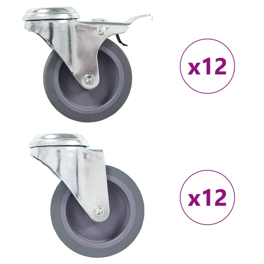 Zwenkwielen Met Boutgaten 75 Mm 24