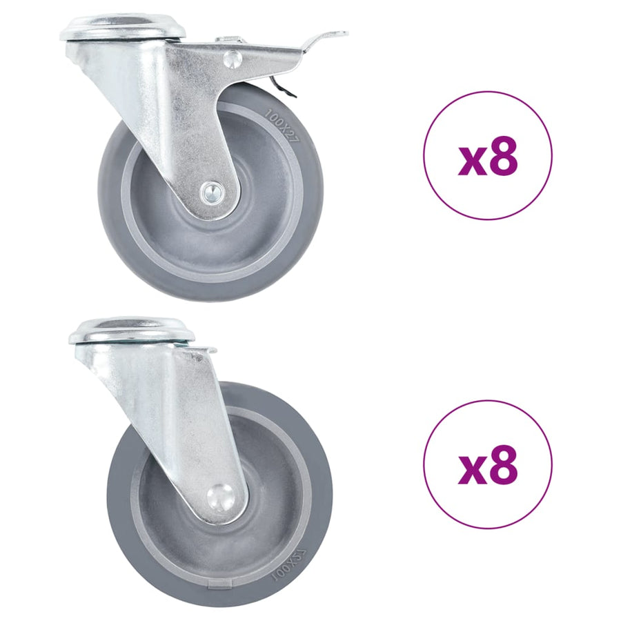 Zwenkwielen Met Boutgaten 100 Mm 16