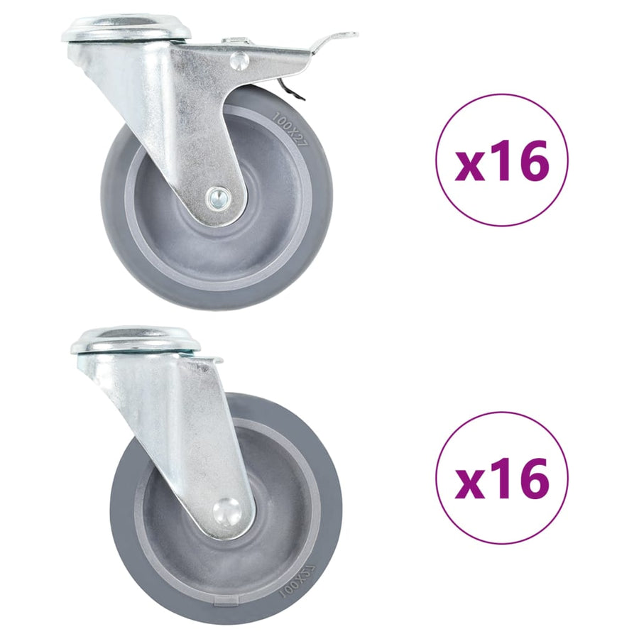 Zwenkwielen Met Boutgaten 100 Mm 32