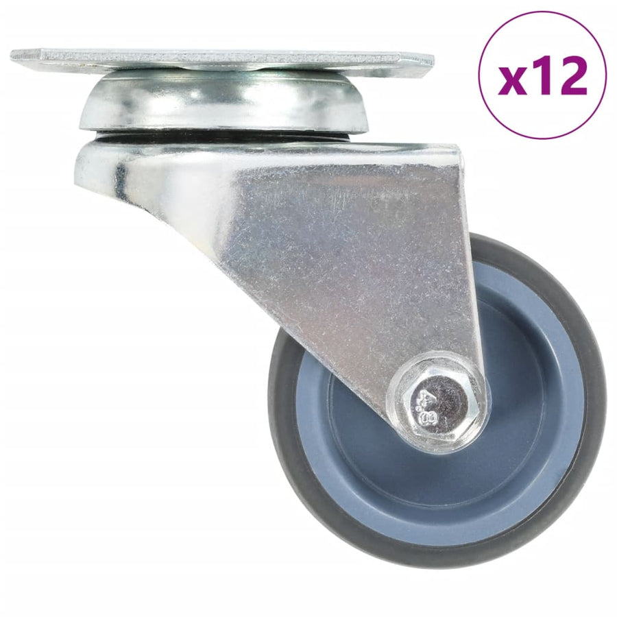12 st Zwenkwielen dubbel 50 mm