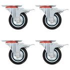 8 zwenkwielen 75 mm (4 met rem)