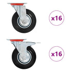 Zwenkwielen 125 mm set van 16 stuks