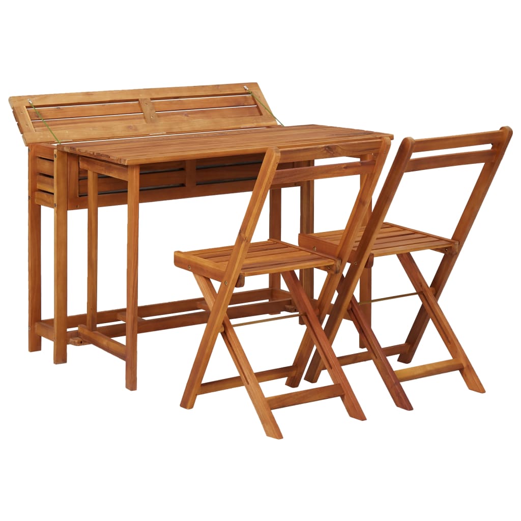 Tuintafel met plantenbak en 2 bistrostoelen massief acaciahout