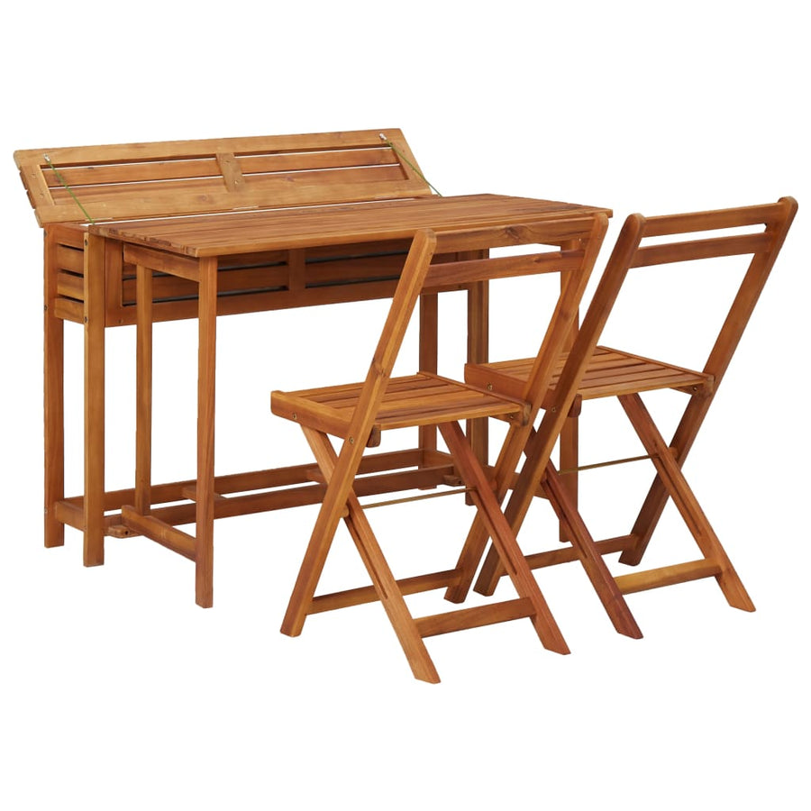 Tuintafel met plantenbak en 2 bistrostoelen massief acaciahout