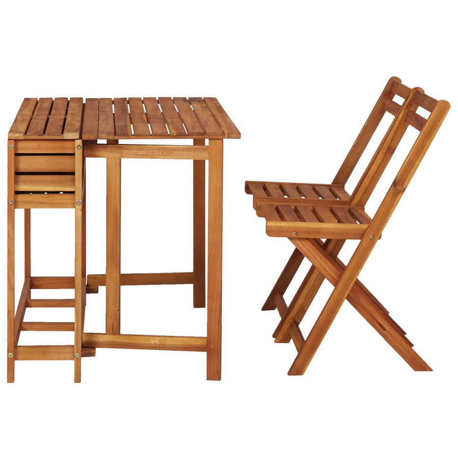 Tuintafel met plantenbak en 2 bistrostoelen massief acaciahout