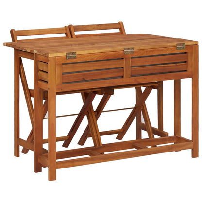 Tuintafel met plantenbak en 2 bistrostoelen massief acaciahout