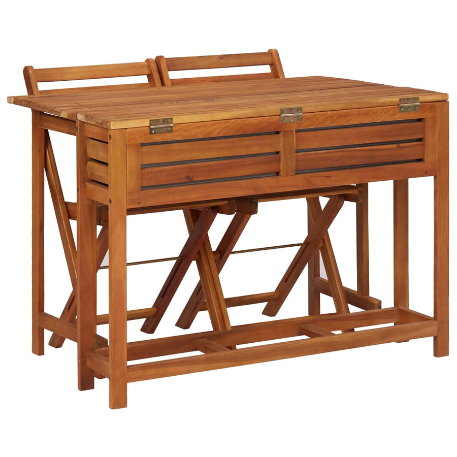 Tuintafel met plantenbak en 2 bistrostoelen massief acaciahout
