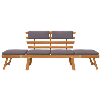 Ligbed Met Kussen 2-In- 90 Cm Massief Acaciahout Bruin en grijs