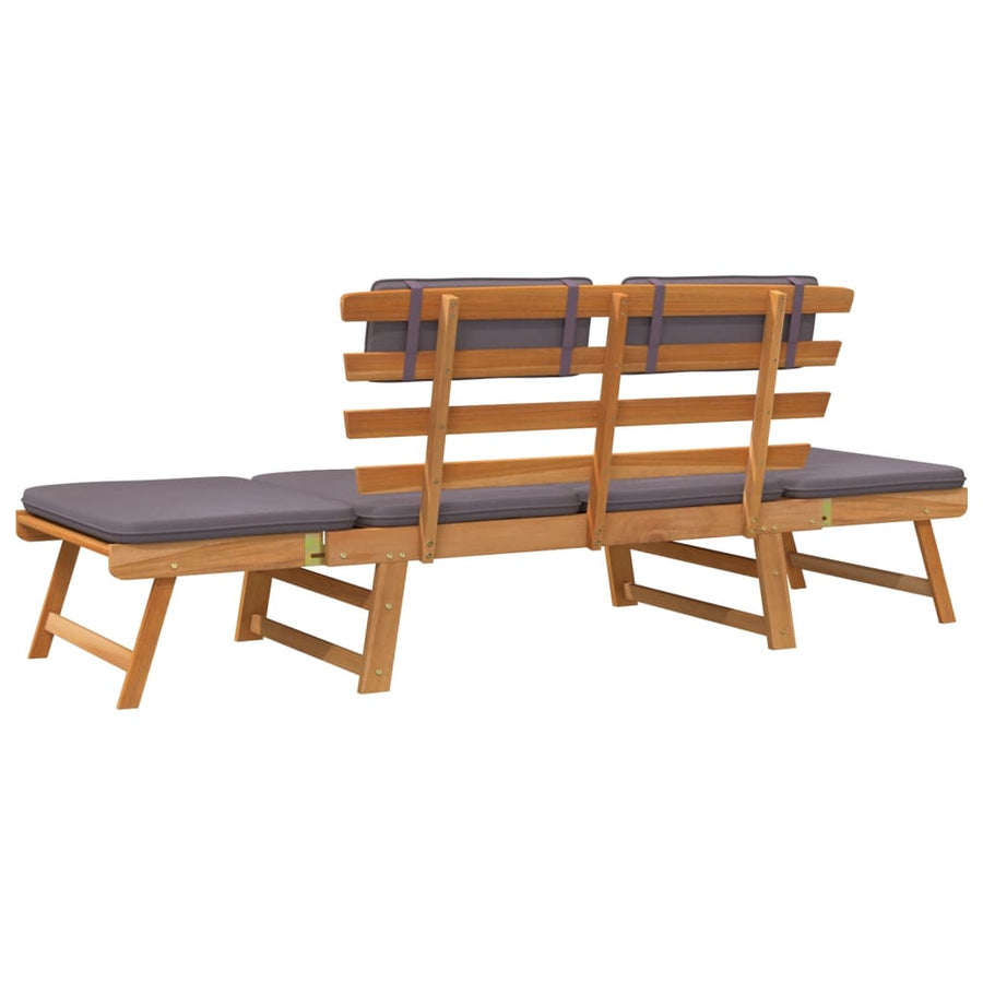 Ligbed Met Kussen 2-In- 90 Cm Massief Acaciahout Bruin en grijs