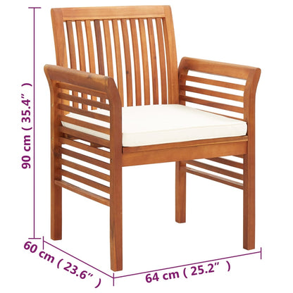 Tuinstoelen 2 st met kussens massief acaciahout