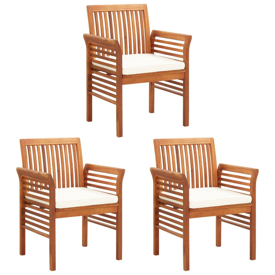 Tuinstoelen 3 st met kussens massief acaciahout