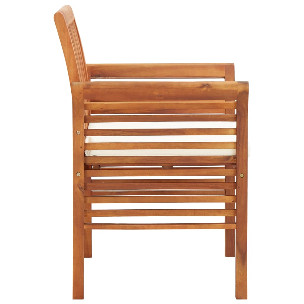 Tuinstoelen 3 st met kussens massief acaciahout