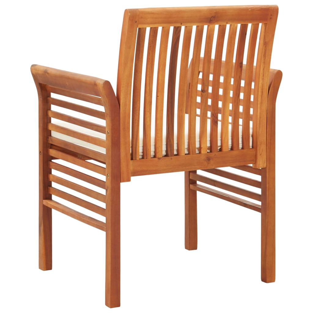Tuinstoelen 3 st met kussens massief acaciahout