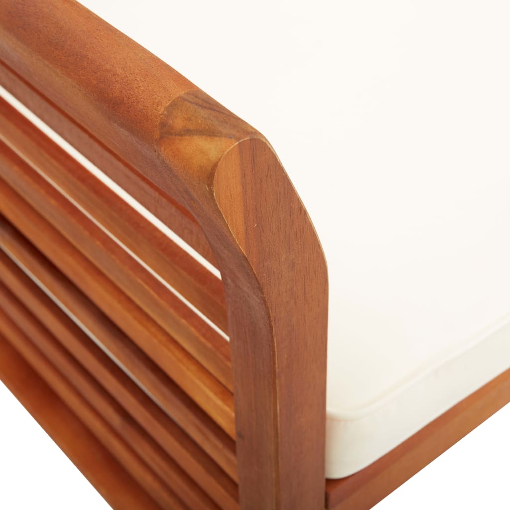 Tuinbank 2-Zits Met Kussen Massief Acaciahout 120 cm Crème