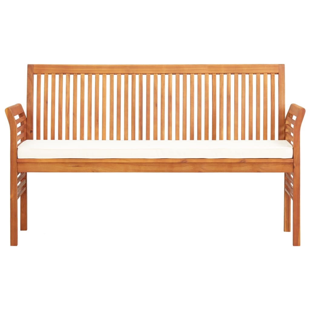 Tuinbank -Zits Met Kussen Massief Acaciahout Crème 3 150 cm