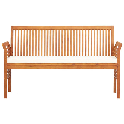 Tuinbank -Zits Met Kussen Massief Acaciahout Crème 3 150 cm
