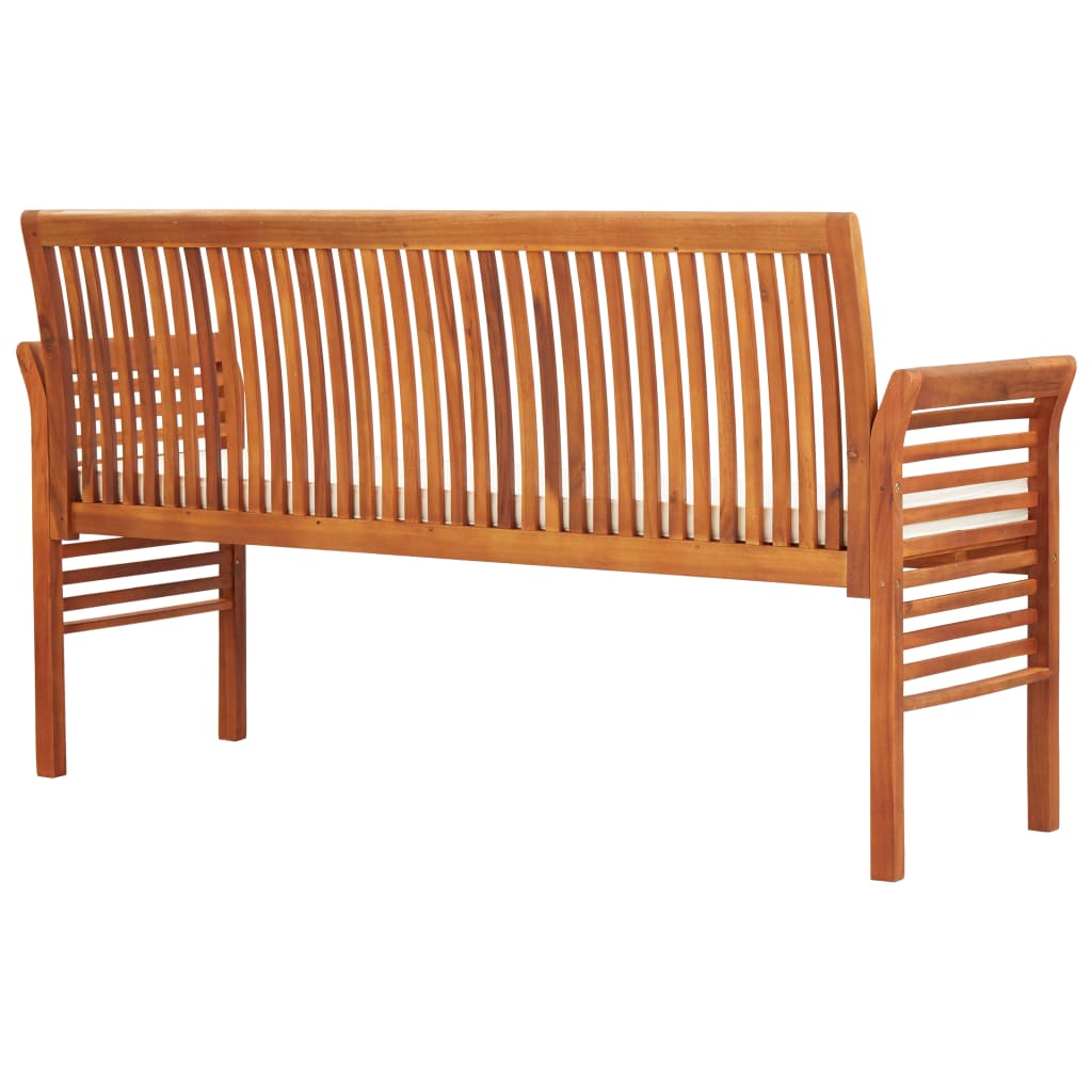 Tuinbank -Zits Met Kussen Massief Acaciahout Crème 3 150 cm