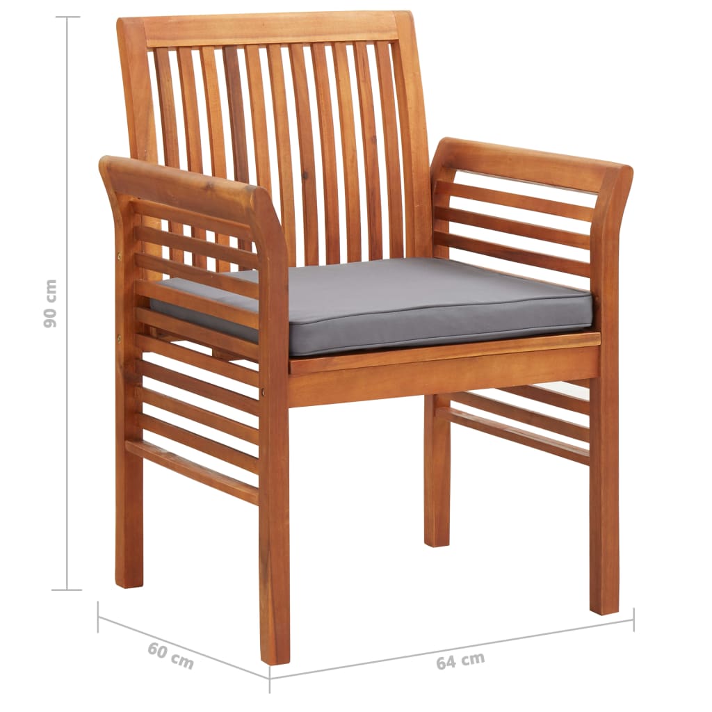 Tuinstoelen Met Kussens Massief Acaciahout 2 Donkergrijs