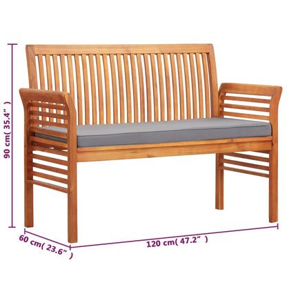 Tuinbank 2-zits met kussen 120 cm massief acaciahout
