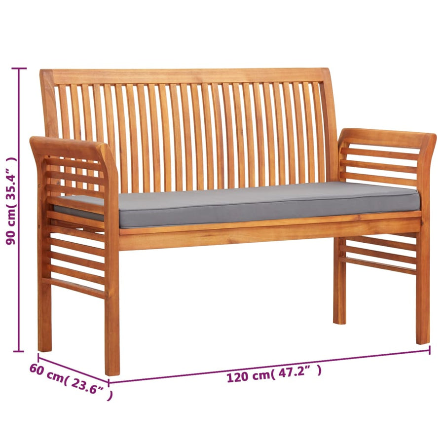 Tuinbank 2-zits met kussen 120 cm massief acaciahout