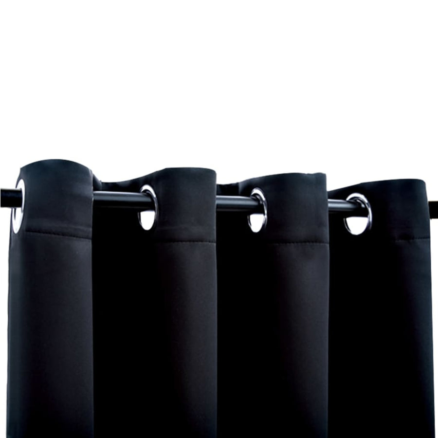 Gordijn Verduisterend Met Metalen Ringen 2 St 140 x 245 cm Zwart