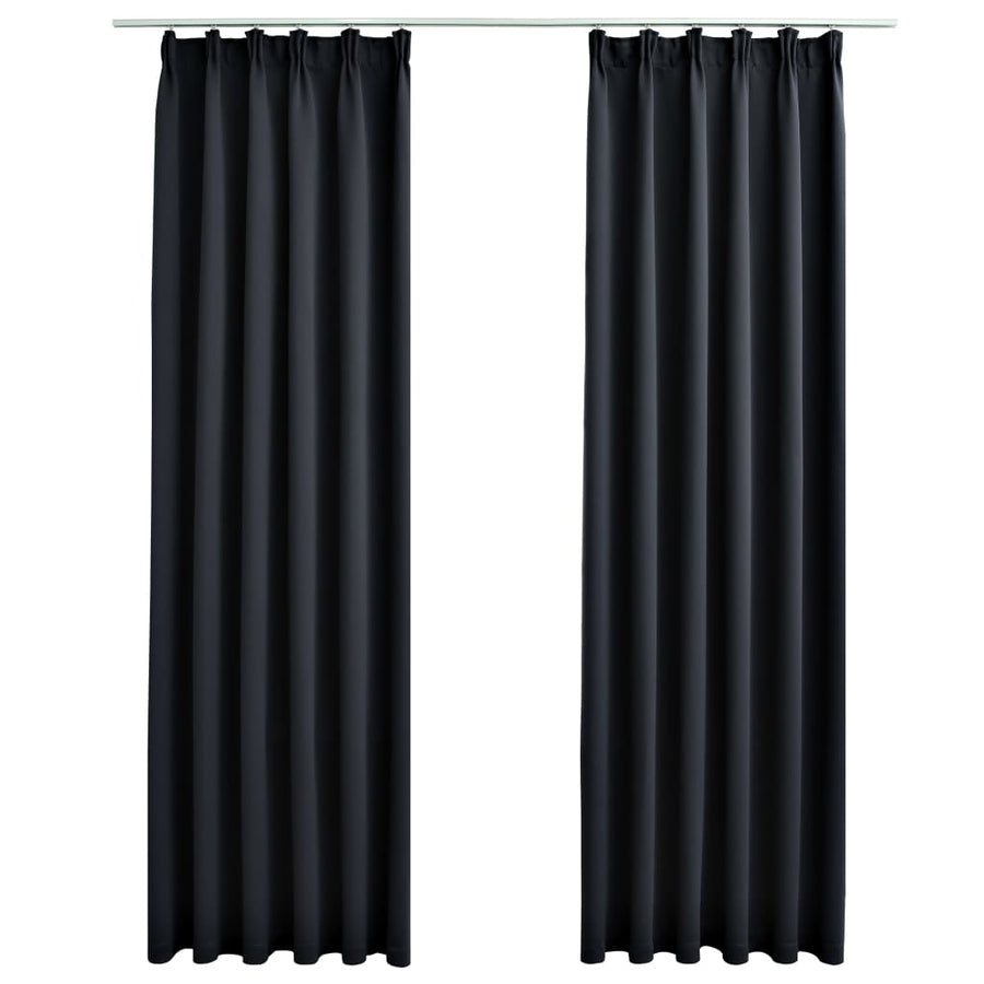 Gordijnen Verduisterend Met Haken 2 St 140 x 175 cm Zwart