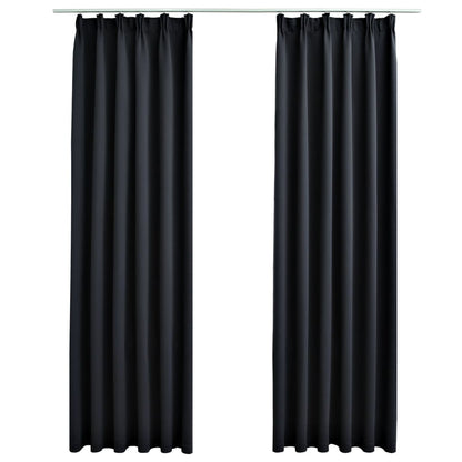Gordijnen Verduisterend Met Haken 2 St 140 x 245 cm Zwart