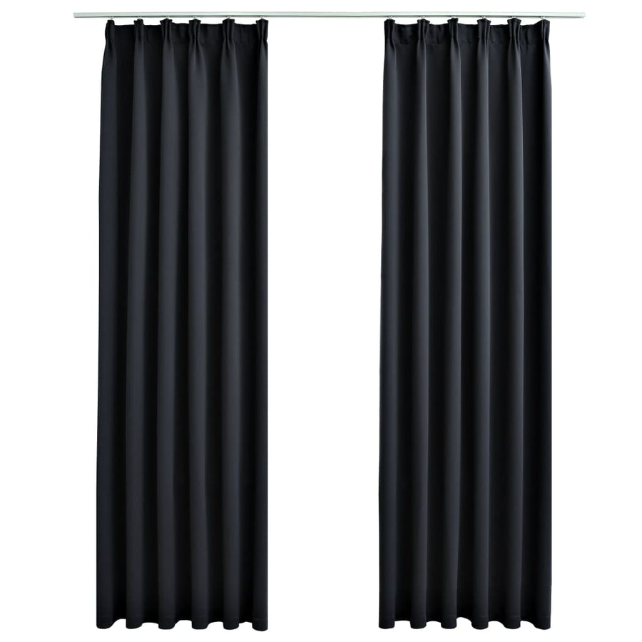 Gordijnen Verduisterend Met Haken 2 St 140 x 245 cm Zwart