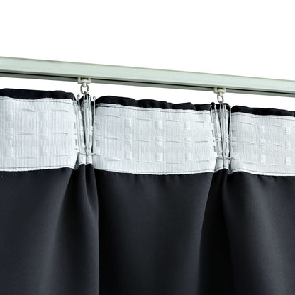 Gordijnen Verduisterend Met Haken 2 St 140 x 245 cm Zwart