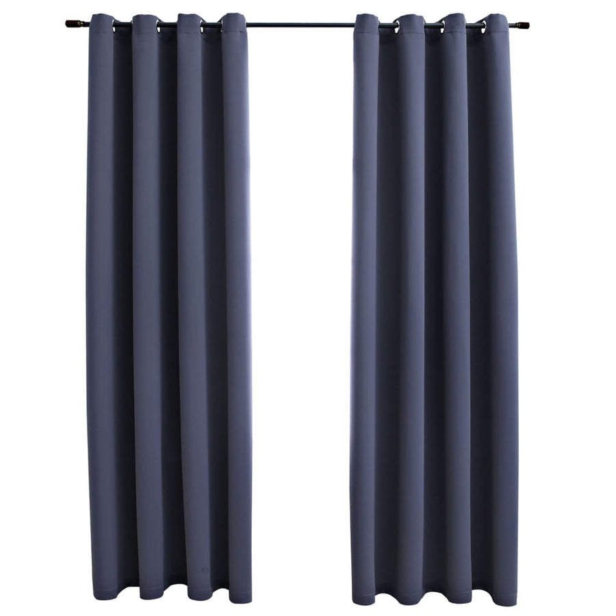 Gordijnen Verduisterend Met Ringen 2 St 140 x 175 cm Antraciet